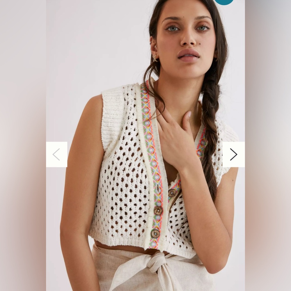 Anthropologie PILCRO size L Cropped Crochet Shrug
